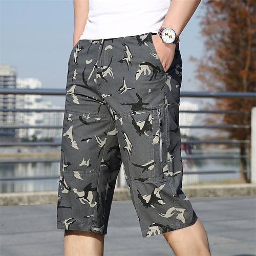 

Men's Cargo Shorts Shorts Zipper Pocket Camouflage Comfort Wearable Calf-Length Daily Going out Streetwear 100% Cotton Fashion Chic & Modern ArmyGreen Light Grey