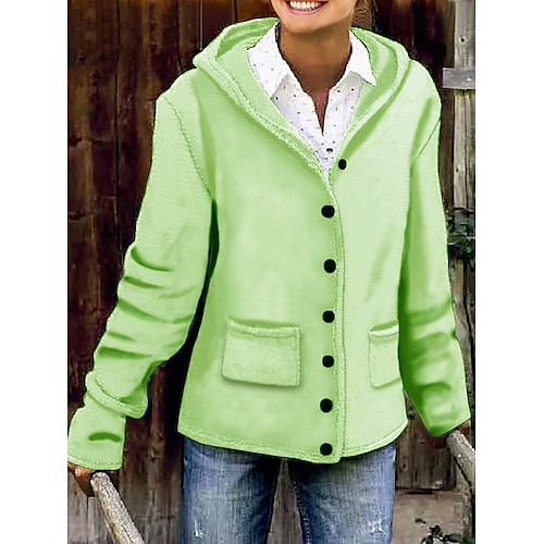 

Women's Hoodie Sweatshirt Basic Button Pocket Green Red Coffee Solid Color Street Hoodie Long Sleeve S M L XL 2XL 3XL