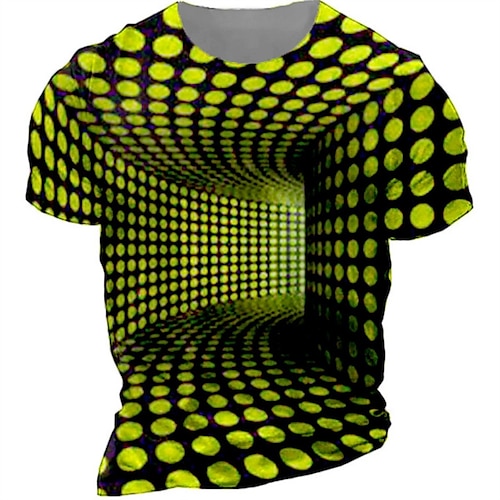 

Men's T shirt Tee Optical Illusion Graphic Prints Crew Neck Green 3D Print Outdoor Street Short Sleeve Print Clothing Apparel Sports Designer Casual / Summer / Summer