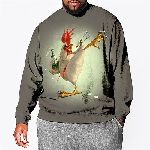 

Men's Plus Size Pullover Sweatshirt Big and Tall Graphic Crew Neck Long Sleeve Spring & Fall Basic Fashion Streetwear Comfortable Casual Sports Tops