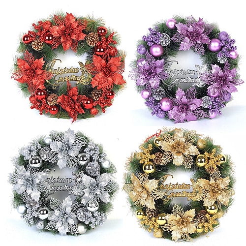 

Christmas Wreath With Berry Flower Hanging Ornaments Merry Christmas Garlands Decoration For Home New Year 2023