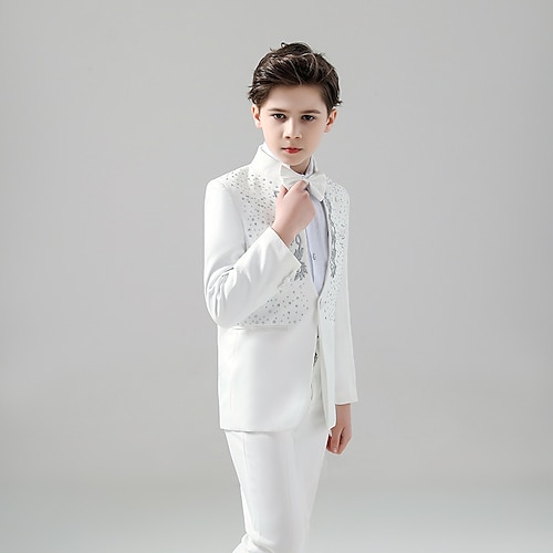 

Party Two-piece Suit ( Pants ) Kids Boys Ring Bearer Suits Long Sleeve Cotton Blend Solid Colored 3-17 Years