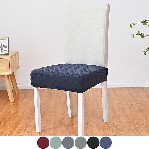 

2 Pcs Dinning Chair Seat Cover Stretch Chair Slipcover Solid Color Durable Washable Furniture Protector For Dinning Room Party