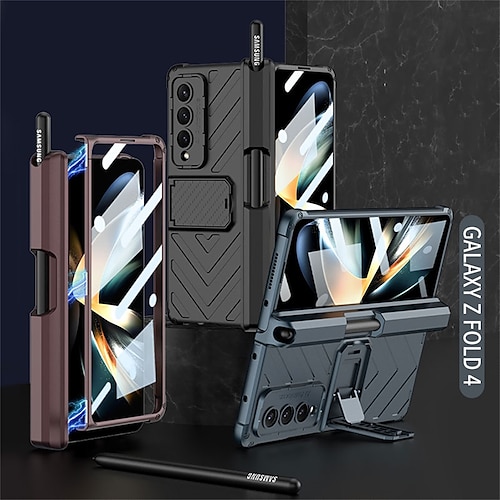 

Phone Case For Samsung Galaxy Flip Z Fold 4 Pencil Holder with Stand Magnetic Solid Colored TPU