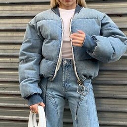 

Women's Winter Jacket Winter Coat Parka Windproof Warm Outdoor Street Daily Vacation Zipper Zipper V Neck Fashion Modern Street Style Solid Color Regular Fit Outerwear Long Sleeve Winter Fall Blue XS