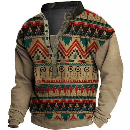 

Men's Sweatshirt Pullover Green Blue Purple Brown Gray Standing Collar Graphic Prints Print Casual Daily Sports 3D Print Streetwear Designer Ethnic Spring & Fall Clothing Apparel Hoodies Sweatshirts