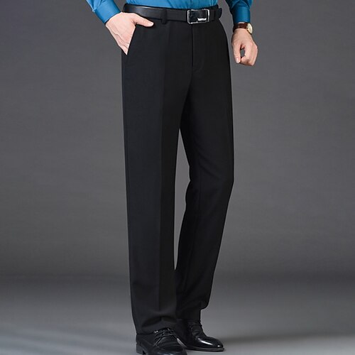 

Men's Dress Pants Trousers Pocket Straight Leg Solid Colored Breathable Soft Office Business Daily Chic & Modern Formal Wine Camel Micro-elastic