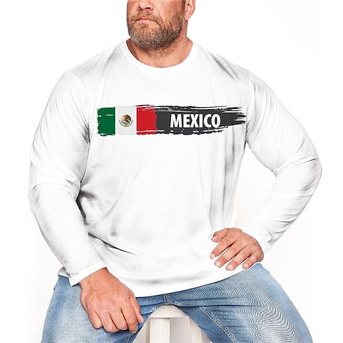 

Men's Plus Size T shirt Tee Big and Tall Graphic Prints Crew Neck Long Sleeve Spring Fall Basic Sports Designer Breathable Outdoor Street Tops