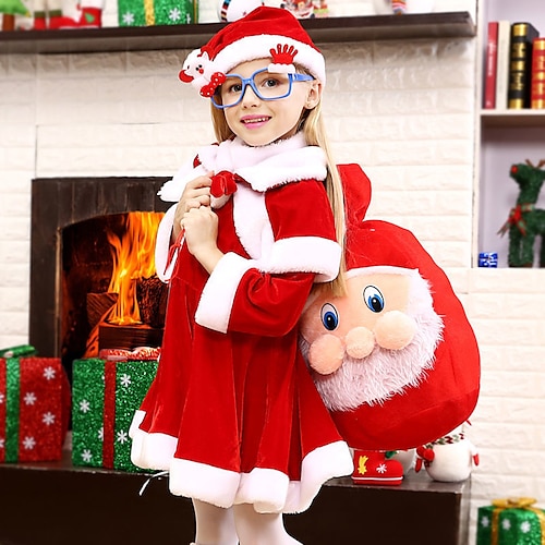 

2 Pieces Kids Girls' Ugly Christmas Solid Color Dress Suits Set Long Sleeve Cute Christmas Gifts Cotton 7-13 Years Winter Red / Fall / Above Knee