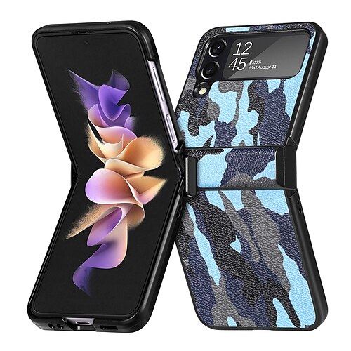 

Phone Case For Samsung Galaxy Flip Z Flip 4 Z Flip 3 Water Resistant Flip Full Body Protective Camouflage PC