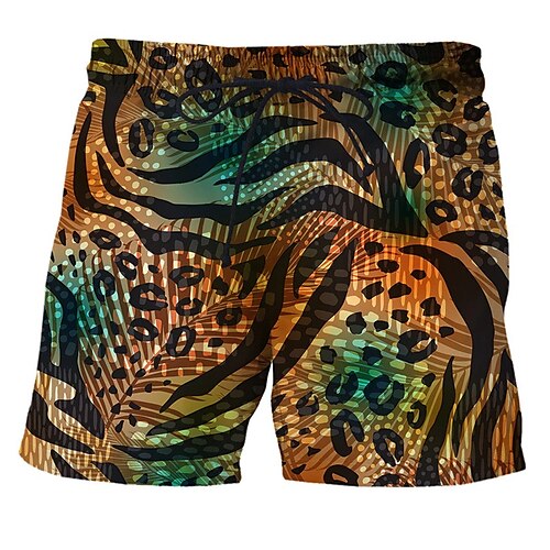 

Men's Swim Shorts Swim Trunks Shorts Board Shorts Beach Shorts Drawstring Elastic Waist Elastic Drawstring Design Graphic Leopard Print Breathable Quick Dry Short Casual Daily Holiday Streetwear