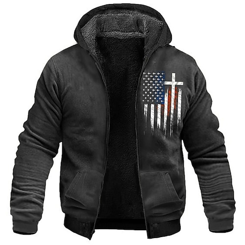 

Men's Full Zip Hoodie Jacket Black Hooded Graphic Prints National Flag Zipper Print Sports Outdoor Daily Sports 3D Print Fleece Streetwear Designer Casual Winter Clothing Apparel Hoodies