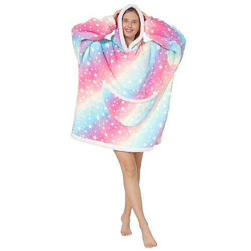 

Ovesized Wearable Blanket Hoodie, Sherpa Fleece Blanket for Women Men Flannel Sherpa Soft Warm Cozy Blanket Jacket Sweater Gift for Adult Teens One Size