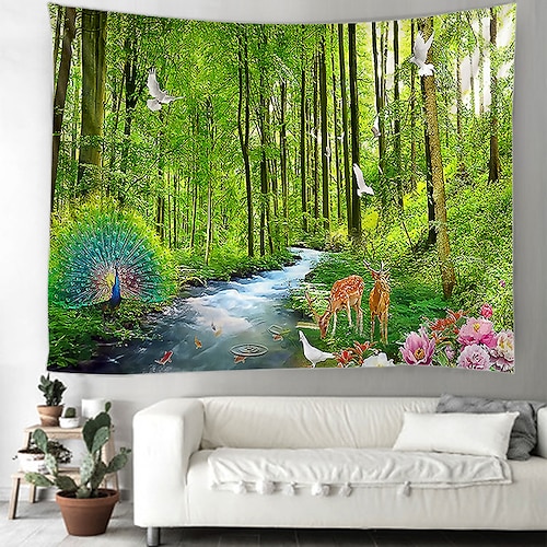 

Tapiz de pared grande con paisaje, manta, cortina, colgante, hogar, dormitorio, sala de estar, decoración, paisaje natural, camino de jardín, decoración artística de plantas