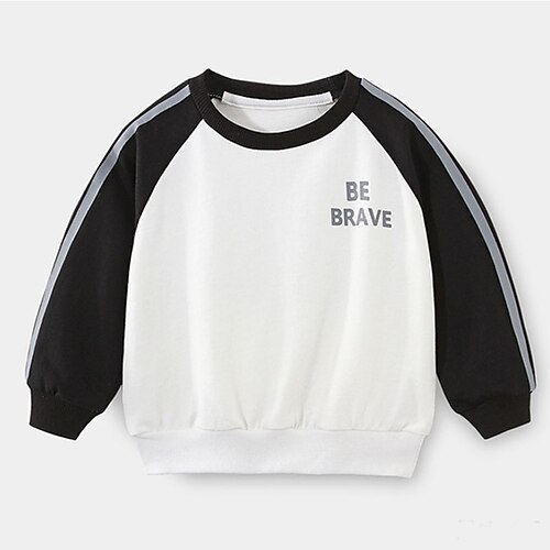 

Toddler Boys Sweatshirt Pullover Color Block Long Sleeve Patchwork Children Top School Cotton Sweatshirt Fashion Daily Black Winter 3-7 Years / Fall