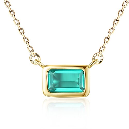 

Necklace Green Synthetic Diamond S925 Sterling Silver Women's Simple Elegant Classic Luminous Cool Geometric Necklace For Party Gift