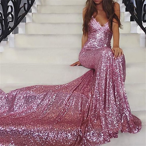

Women's Party Dress Sequin Dress Swing Dress Long Dress Maxi Dress Pink Red Sleeveless Pure Color Sequins Winter Fall Autumn Spaghetti Strap Party Evening Party Slim 2022 S M L XL 2XL