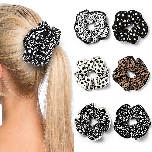 

6 PCS scrunchies for hair cheetah print hair ties scrunchie animal print velvet leopard bow women lepord large clips for thick hair 3 styles LARGE