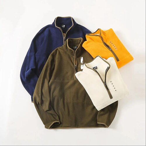 

Men's Sweatshirt Green Blue Yellow White Standing Collar Solid Color Half Zip Daily Sports Going out Basic Streetwear Casual Spring Fall Clothing Apparel Hoodies Sweatshirts