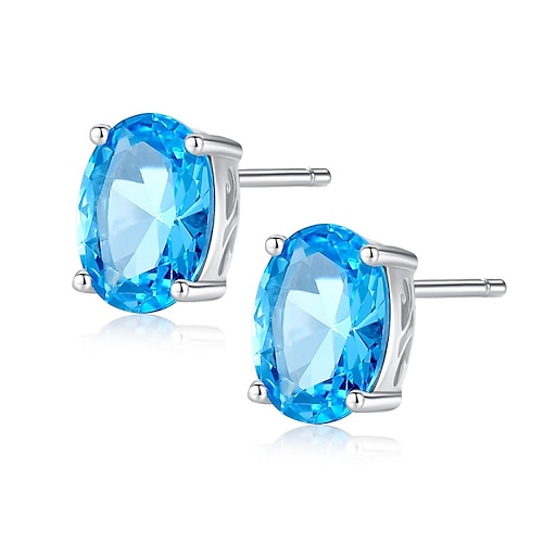 

Women's Blue Synthetic Diamond Stud Earrings Fine Jewelry Geometrical Precious Stylish Simple S925 Sterling Silver Earrings Jewelry Blue For Party Engagement 1 Pair