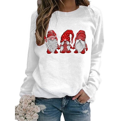 

Women's Sweatshirt Pullover Streetwear claret Blue Pink Graphic Christmas Round Neck Long Sleeve Cotton S M L XL 2XL