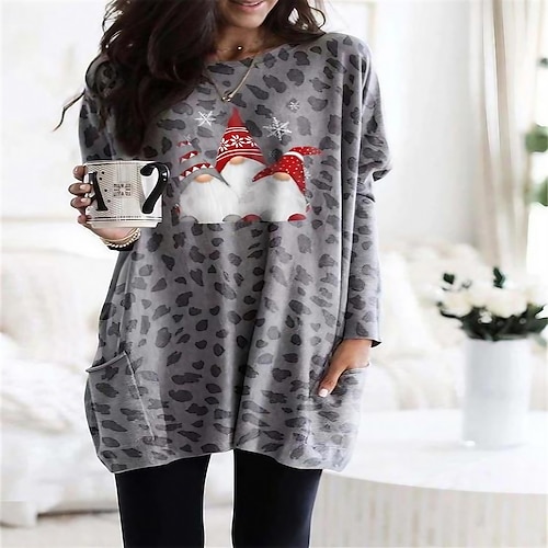 

Women's Christmas Casual Dress T Shirt Dress Tee Dress Shift Dress Green Blue Purple Long Sleeve Winter Autumn Crew Neck Winter Dress Weekend Fall Dress Slim 2022 S M L XL 2XL 3XL 4XL 5XL