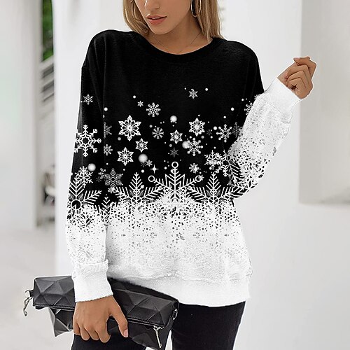 

Women's Sweatshirt Pullover Streetwear Green Black Blue Graphic Christmas Round Neck Long Sleeve S M L XL 2XL 3XL