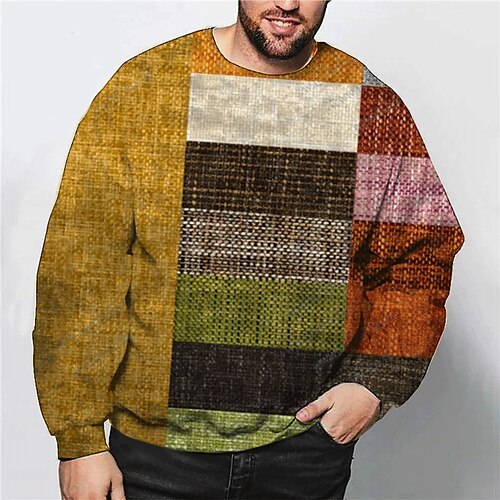 

Men's Plus Size Pullover Sweatshirt Big and Tall Graphic Crew Neck Long Sleeve Spring & Fall Basic Fashion Streetwear Comfortable Casual Sports Tops