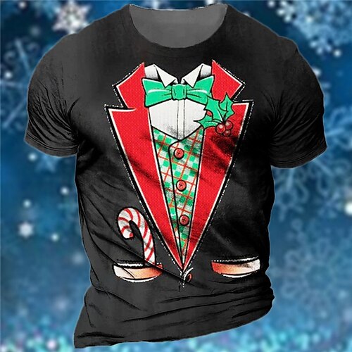 

Men's T shirt Tee Graphic Prints Crew Neck Black 3D Print Outdoor Christmas Short Sleeve Print Clothing Apparel Vintage Sports Designer Casual / Summer