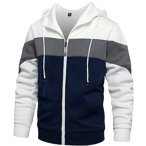 

Men's Full Zip Hoodie Blue Khaki Royal Blue Red Hooded Color Block Sports & Outdoor Streetwear Cool Designer Casual Winter Fall Clothing Apparel Hoodies Sweatshirts Long Sleeve / Spring