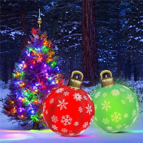 

Christmas Inflatable Outdoor Decorations Light Up Ball PVC RGB Lamp Dia 60CM Large IP68 PVC Inflatable Decorated Ball With Remote Controller for Yard Garden Pool Holiday Party Xmas Decoration Lighting 1X