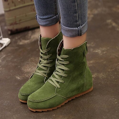 

Women's Boots Plus Size Lace Up Boots Booties Ankle Boots Lace-up Low Heel Round Toe Minimalism Industrial Style Outdoor Daily Synthetics Lace-up Fall Winter Solid Colored Green Khaki Black