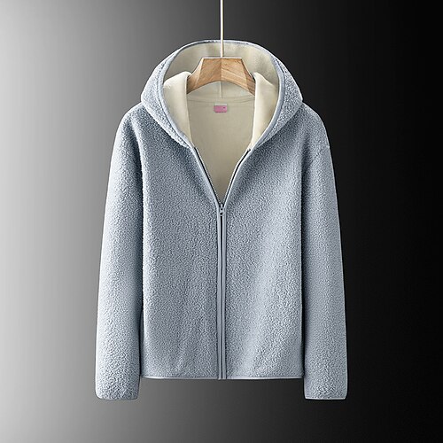 

Women's Teddy Coat Warm Breathable Outdoor Daily Wear Vacation Going out Zipper Zipper Hoodie Casual Comfortable Street Style Solid Color Regular Fit Outerwear Long Sleeve Winter Fall Black Blue Pink