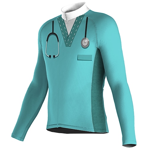 

Men's Cycling Jersey Long Sleeve Bike Jersey Top with 3 Rear Pockets Mountain Bike MTB Road Bike Cycling Breathable Quick Dry Moisture Wicking Reflective Strips Blue Graphic Spandex Sports Clothing