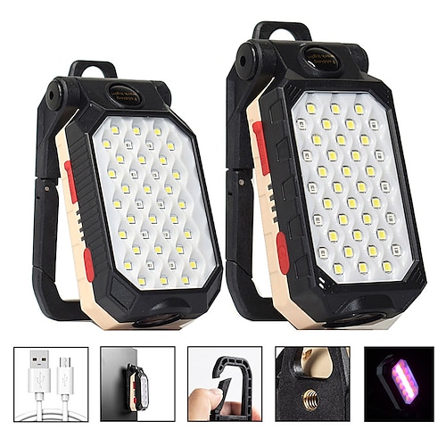 

LED Flashlight Outdoor USB Rechargeable COB Work Light Portable Adjustable Waterproof Camping Lantern Magnet Design with Power Display Shustar