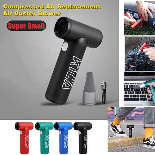 

KC1 Compressed Air Replacement Air Duster Blower,86000 RPM Electric Air Can for ComputerKeyboard Cleaning,Hair Drying,Camping,Outdoors,Car,Recharge Battery,10W Fast Charging,4 Speed