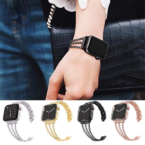 

1PC Smart Watch Band Compatible with Apple iWatch 38/40/41mm 42/44/45/49mm Metal Adjustable Breathable Quick Release Leather Loop Metal Band for iWatch Smartwatch Strap Wristband for Series