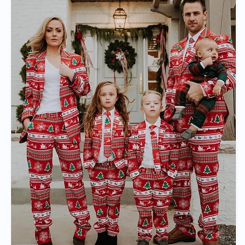 

Family Ugly Christmas Family Sets Elk Ugly Christmas Tree Outdoor Red Long Sleeve Cool Matching Outfits
