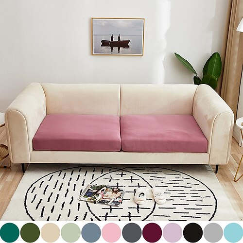 

Stretch Sofa seat Cushion Cover Slipcover Elastic Couch Armchair Loveseat 4 or 3 Seater Grey Black Red Plain Solid Soft Durable Washable
