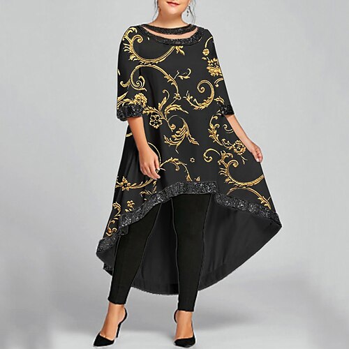 

Women's Plus Size Casual Dress Floral Boat Neck Half Sleeve Winter Fall Casual Maxi long Dress Vacation Going out Dress