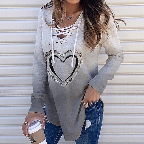 

Women's Sweatshirt Pullover Streetwear Green Blue Pink Graphic Street V Neck Long Sleeve S M L XL 2XL