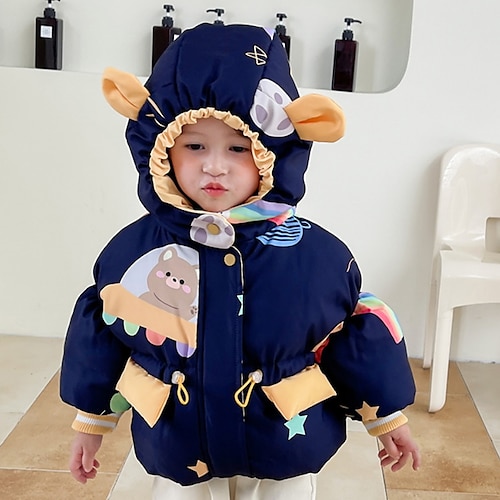 

Toddler Girls' Hoodie Jacket Cartoon Active School Coat Outerwear 3-7 Years Winter Pink Navy Blue White