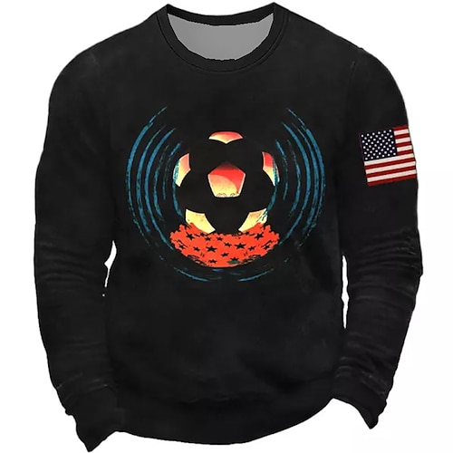 

Men's Sweatshirt Pullover Black Crew Neck Graphic Prints National Flag Print Daily Sports Holiday 3D Print Basic Streetwear Designer Spring & Fall Clothing Apparel Hoodies Sweatshirts Long Sleeve