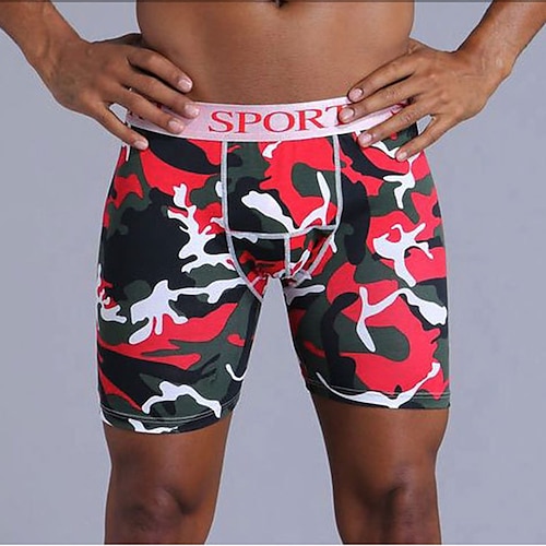 

Men's Sport Briefs Running Brief Stylish Underwear Athletic Athleisure Winter Cotton Breathable Quick Dry Moisture Wicking Fitness Gym Workout Running Sportswear Activewear Camouflage Green Blue