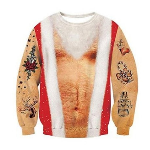 

Men's Sweatshirt Pullover Khaki Crew Neck Graphic Prints Ugly Christmas Print Daily Sports Holiday 3D Print Basic Streetwear Designer Spring & Fall Clothing Apparel Hoodies Sweatshirts Long Sleeve