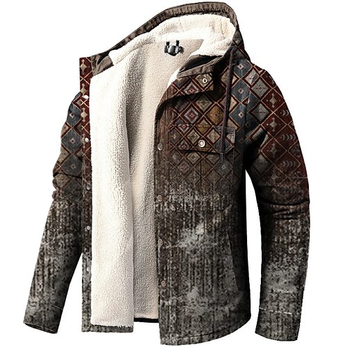 

Men's Coat Warm Sports & Outdoor Single Breasted Geometry 3D Printed Graphic Hoodie Sport Jacket Outerwear Long Sleeve Pocket Fall & Winter