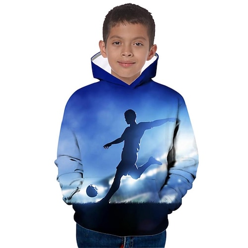 

Kids Boys Hoodie Pullover Graphic Long Sleeve Pocket Children Top Outdoor 3D Print Hoodie Active Fashion Blue Winter 7-13 Years / Fall / Spring
