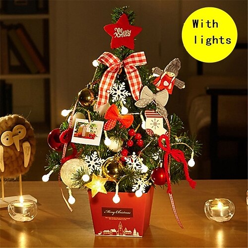 

LED Christmas Tree Lights Decorations Cedar Desktop Mini Christmas Tree Home Room Decor Party New Year Festive Christmas Decorations