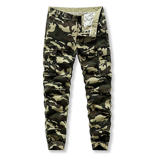 

Men's Cargo Pants Trousers Multi Pocket Elastic Cuff Camouflage Casual Daily Going out Sports Stylish ArmyGreen Khaki Micro-elastic