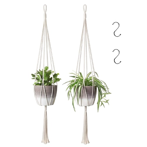 

Macrame Plant Hanger 2Pcs Indoor Hanging Planter Basket Flower Pot Holder Cotton Rope with Hook